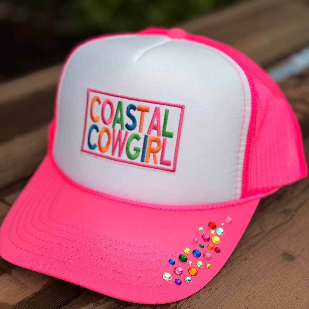 OTTO Pink and White Coastal Cowgirl Trucker Hat